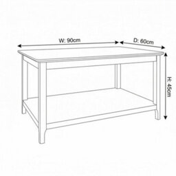 Large Coffee Table Oak Veneer Top Painted Finish With Storage Shelf - thumbnail 2
