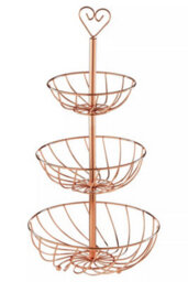 Orsina Fruit Basket, Contemporary Copper Finish Wire Bowl For Storing Fresh Fruit, Durable Metal Construction