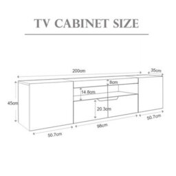 White 200Cm High Gloss White Tv Stand Cabinet Unit Doors Storage - thumbnail 2