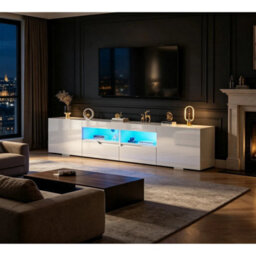 White 200Cm High Gloss White Tv Stand Cabinet Unit Doors Storage - thumbnail 3