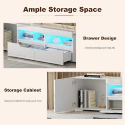 White 200Cm High Gloss White Tv Stand Cabinet Unit Doors Storage - thumbnail 4