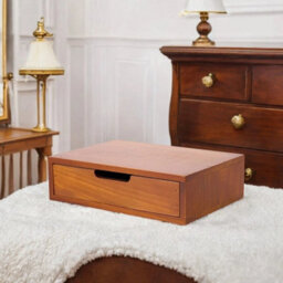 1 Drawer Brown Vintage Wooden Desk Organizer For Home Desktop - thumbnail 4