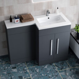 Nes Home 1100mm Right Hand Dark Matte Grey Bathroom Basin Vanity Unit Set - thumbnail 3