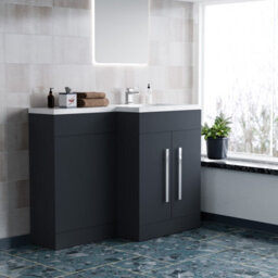 Nes Home 1100mm Right Hand Dark Matte Grey Bathroom Basin Vanity Unit Set - thumbnail 4