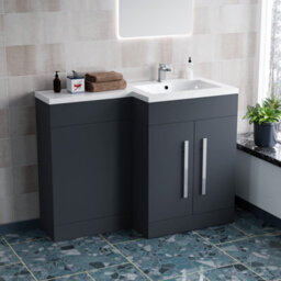 Nes Home 1100mm Right Hand Dark Matte Grey Bathroom Basin Vanity Unit Set - thumbnail 1