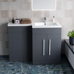 Nes Home 1100mm Right Hand Dark Matte Grey Bathroom Basin Vanity Unit Set - thumbnail 2
