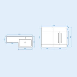 Nes Home 1100mm Right Hand Dark Matte Grey Bathroom Basin Vanity Unit Set - thumbnail 7