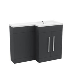 Nes Home 1100mm Right Hand Dark Matte Grey Bathroom Basin Vanity Unit Set - thumbnail 5