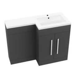 Nes Home 1100mm Right Hand Dark Matte Grey Bathroom Basin Vanity Unit Set - thumbnail 6