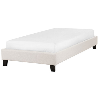 Beliani Bed Without Headboard Fabric Roanne 90 X 200 Cm (Eu Single) Light Beige - image 1