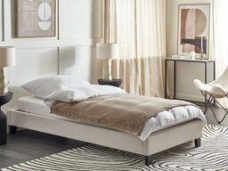 Beliani Bed Without Headboard Fabric Roanne 90 X 200 Cm (Eu Single) Light Beige - thumbnail 2