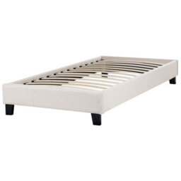 Beliani Bed Without Headboard Fabric Roanne 90 X 200 Cm (Eu Single) Light Beige - thumbnail 4