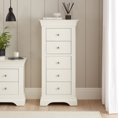 The Furniture Market Wilmslow White Painted 5 Drawer Tallboy Narrow Chest - image 1