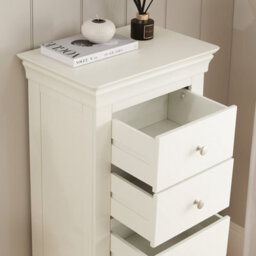 The Furniture Market Wilmslow White Painted 5 Drawer Tallboy Narrow Chest - thumbnail 4