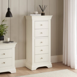 The Furniture Market Wilmslow White Painted 5 Drawer Tallboy Narrow Chest - thumbnail 2