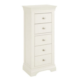 The Furniture Market Wilmslow White Painted 5 Drawer Tallboy Narrow Chest - thumbnail 6