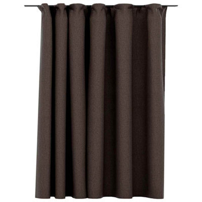 Berkfield Premium Linen-Look Blackout Curtain With Hooks Taupe 290X245 Cm
