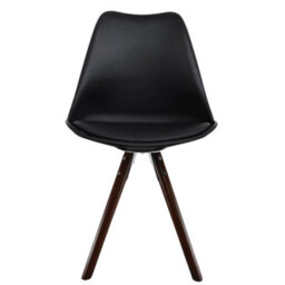 Fusion Living Soho Black Plastic Dining Chair With Pyramid Dark Wood Legs - thumbnail 7