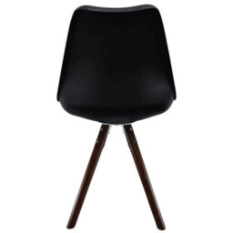 Fusion Living Soho Black Plastic Dining Chair With Pyramid Dark Wood Legs - thumbnail 4