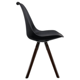 Fusion Living Soho Black Plastic Dining Chair With Pyramid Dark Wood Legs - thumbnail 6