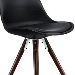 Fusion Living Soho Black Plastic Dining Chair With Pyramid Dark Wood Legs - thumbnail 3