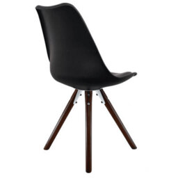 Fusion Living Soho Black Plastic Dining Chair With Pyramid Dark Wood Legs - thumbnail 5