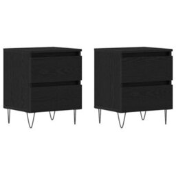Berkfield Bedside Cabinets 2 Pcs Black Oak 40X35X50 Cm Engineered Wood - thumbnail 2