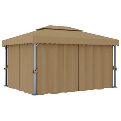 Walplus Gazebo With Curtain 4X3 M Taupe Aluminium - image 1