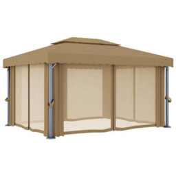 Walplus Gazebo With Curtain 4X3 M Taupe Aluminium - thumbnail 5