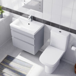 Nes Home Matte Grey 600mm Wall Hung Drawers Vanity Unit & Rimless Toilet Set - thumbnail 4