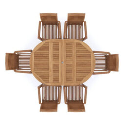 Eterna Seville Teak Garden Outdoor Dining Table & 6 Seat Chair Set - With Black Cushions - thumbnail 5