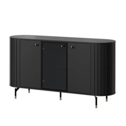 Zante Za3 Cabinet With Glass Shelf Steel Handles And Legs Black - thumbnail 2