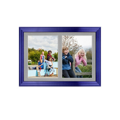 AK Frames 20X14 Purple Classic Multi Photo Frame With Silver Mount - Holds 2 Apertures (2X) A4 Photos - image 1
