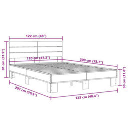 Berkfield Bed Frame Without Mattress Grey Sonoma 120X200 Cm - thumbnail 9