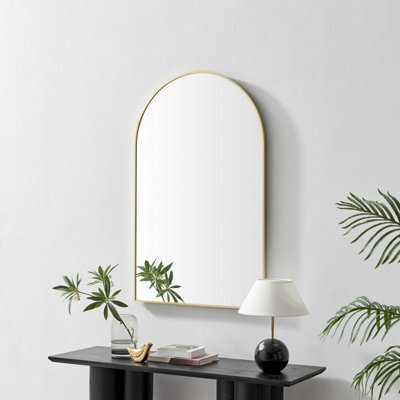 Furniturebox Uk Charlie Gold Metal Large 110X70Cm Ovemantle Arch Mirror - image 1