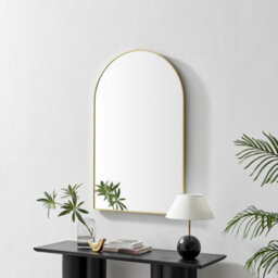 Furniturebox Uk Charlie Gold Metal Large 110X70Cm Ovemantle Arch Mirror - thumbnail 1