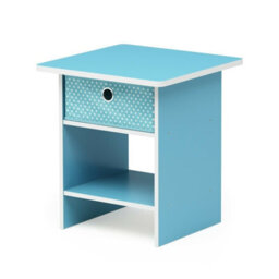 Walplus Furinno Dario End Table/ Night Stand Storage Shelf With Bin Drawer, Light Blue/light Blue - thumbnail 3