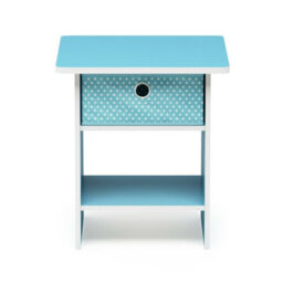 Walplus Furinno Dario End Table/ Night Stand Storage Shelf With Bin Drawer, Light Blue/light Blue - thumbnail 4