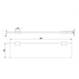 Homestylestore Wall Mounted Bathroom Glass Shelf With Square Chrome Brackets 500mm - thumbnail 3
