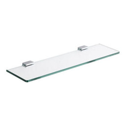 Homestylestore Wall Mounted Bathroom Glass Shelf With Square Chrome Brackets 500mm - thumbnail 1