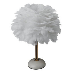 Living And Home White Ceramic Feather Bedroom Bedside Table Lamp With Led Light 30Cm X 37Cm - thumbnail 4