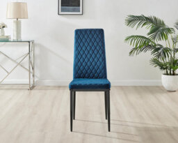 Furniturebox Uk Arezzo Large Extending Dining Table And 6 Navy Velvet Milan Black Leg Chairs - thumbnail 8