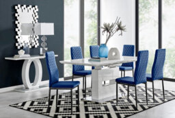 Furniturebox Uk Arezzo Large Extending Dining Table And 6 Navy Velvet Milan Black Leg Chairs - thumbnail 1