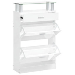 Berkfield Shoe Cabinet High Gloss White 63X24X104 Cm Engineered Wood - thumbnail 2
