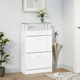 Berkfield Shoe Cabinet High Gloss White 63X24X104 Cm Engineered Wood - thumbnail 3