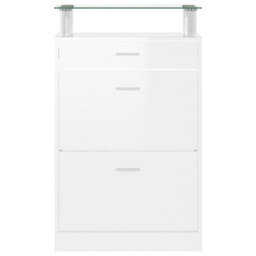 Berkfield Shoe Cabinet High Gloss White 63X24X104 Cm Engineered Wood - thumbnail 6