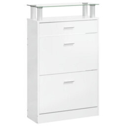 Berkfield Shoe Cabinet High Gloss White 63X24X104 Cm Engineered Wood - thumbnail 5