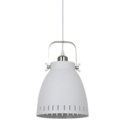 Luminosa Lighting Luminosa Industrial And Retro Hanging Pendant White, Satin Nickel 1 Light  With White Shade, E27 - thumbnail 1
