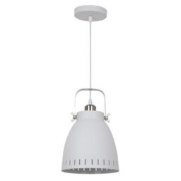 Luminosa Lighting Luminosa Industrial And Retro Hanging Pendant White, Satin Nickel 1 Light  With White Shade, E27 - thumbnail 2