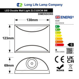 Long Life Lamps Company Modern Led Outdoor Wall Light Black Cool White Zlc325Cw - thumbnail 2